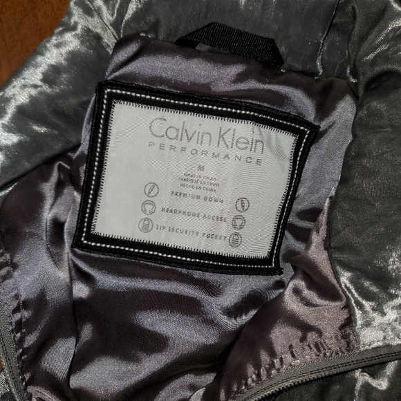 Calvin Klein Silver Velvet Puffer Vest - Picture 2 of 11
